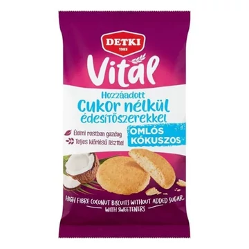 Detki keksz hozzáadott cukor nélkül édesítőszerekkel kókuszos 180 g