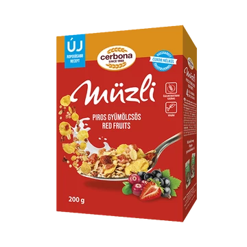 Cerbona piros gyümölcsös cukormentes müzli 200 g