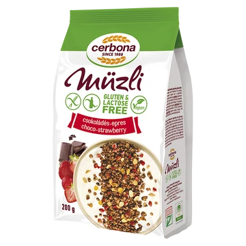 Cerbona Gluténmentes csokoládés-epres müzli