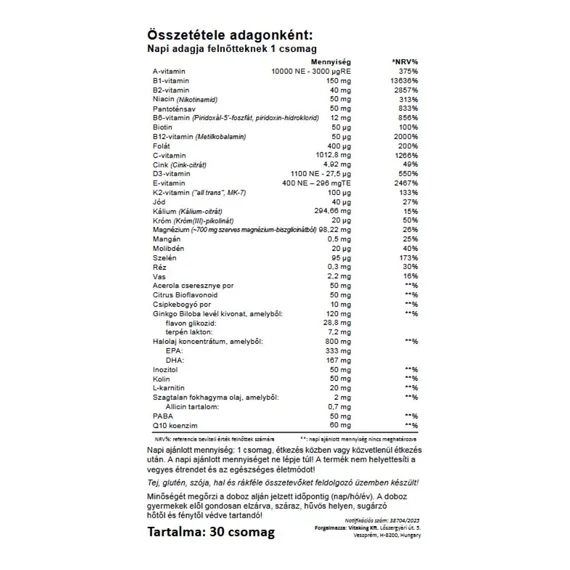 Vitaking 365 Multivitamin Szenior csomag