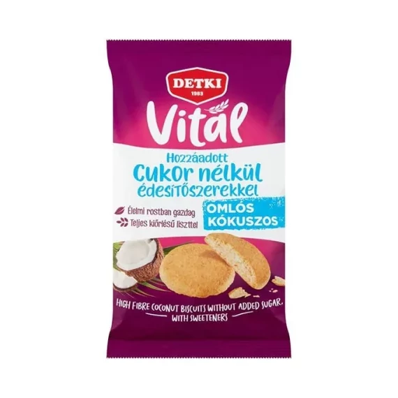 Detki keksz hozzáadott cukor nélkül édesítőszerekkel kókuszos 180 g