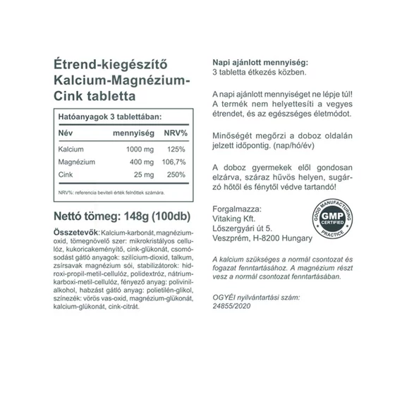 Vitaking CalMag-Cink 100 tab.
