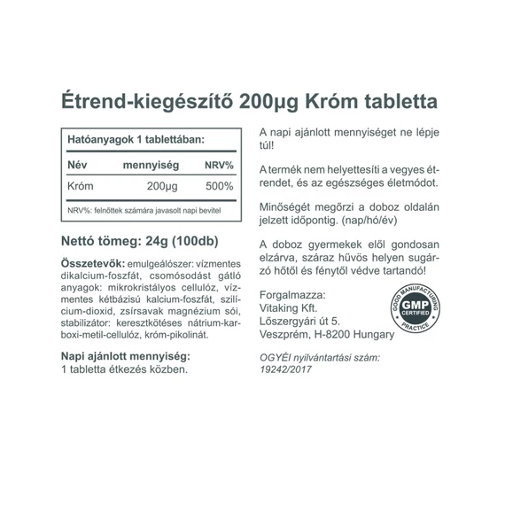 Vitaking króm pikolinát 100 tab.