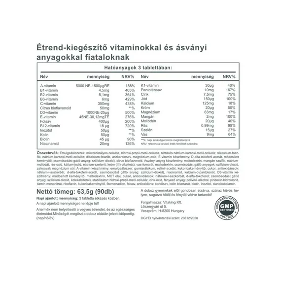 Vitaking mega vitamin tiniknek 90 tab.