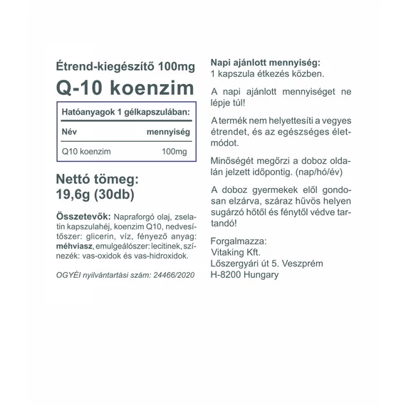 Vitaking Q-10 koenzim 100 mg 30 tab.