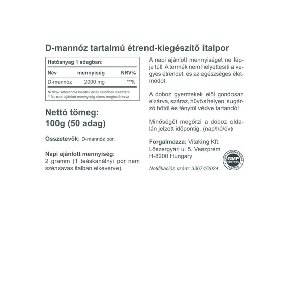 Vitaking d-mannose por 100 g 