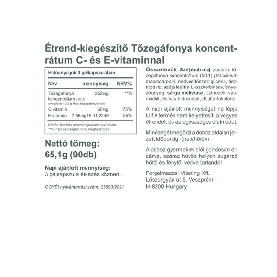 Vitaking tőzegáfonya koncentrátum (50:1) 90 kap