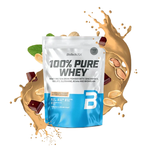 BioTechUSA 100% pure whey tejsavó fehérjepor csoki mogyoróvaj 454 g