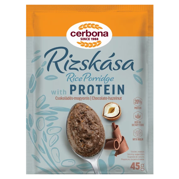 Cerbona csokoládés-mogyorós protein rizskása 45 g